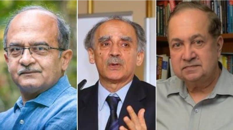 N. Ram and Arun Shourie and Advocate Prashant Bhushan